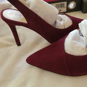 Gorgeous Wine Slingback Suede Heels - Vince Camuto